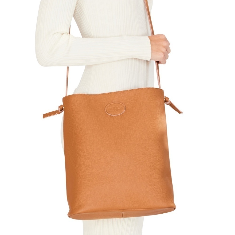 M.I.L.A. Jackie Grain Leather Crossbody Bag in Tan Caramel